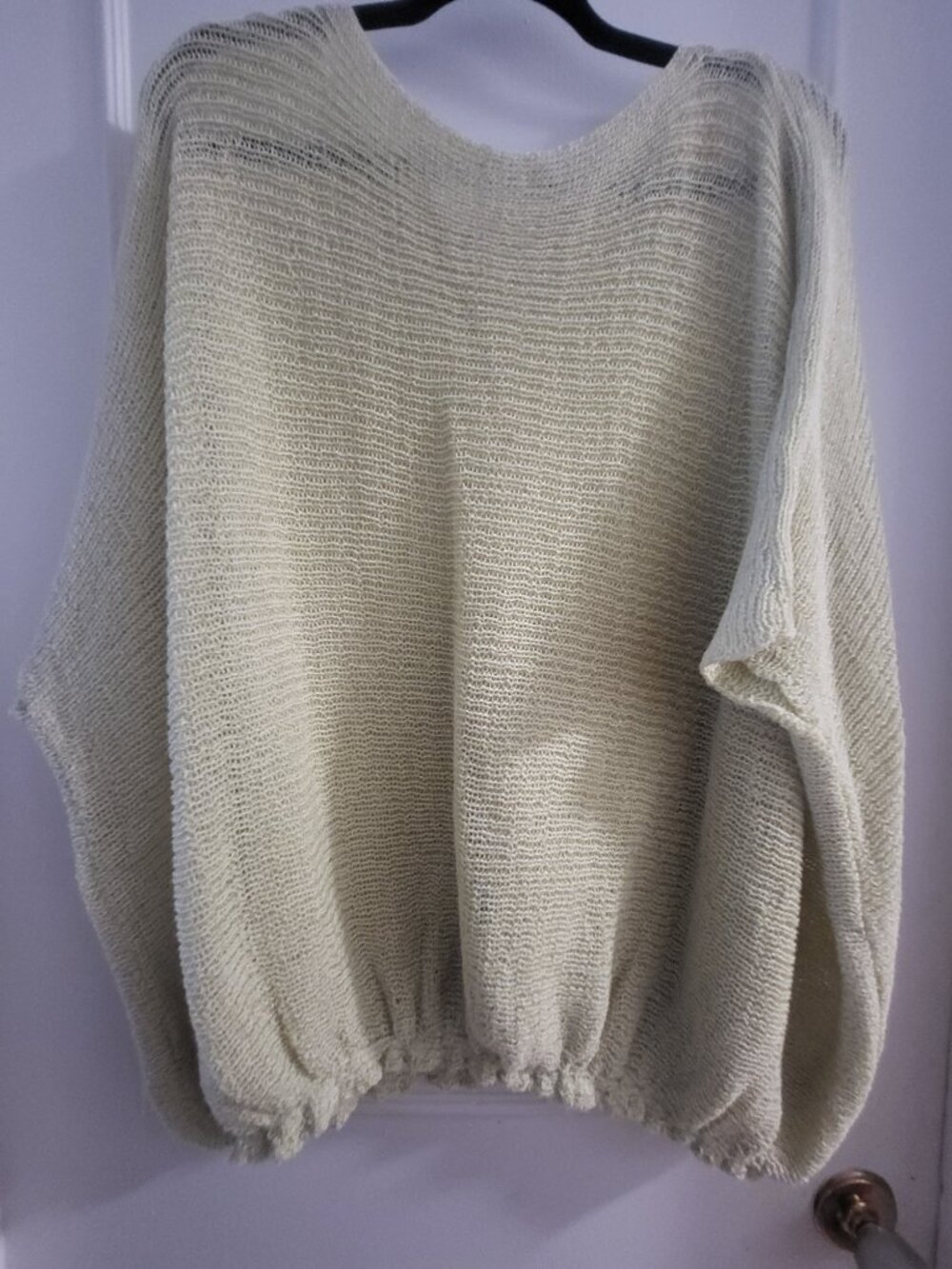 NWOT oversized Pale Yellow Open Knit Batwing Boho sweater perfect for layering - Picture 5 of 5